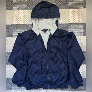 J.CREW Men's Navy Blue Windbreaker Jacket Size Small Jersey Lined